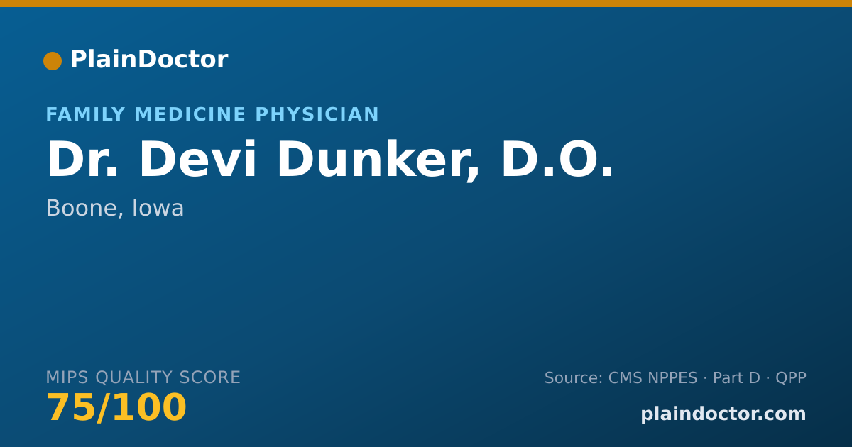 Shareable card for Devi Dunker, D.O. - Family Medicine Physician, Boone, IA
