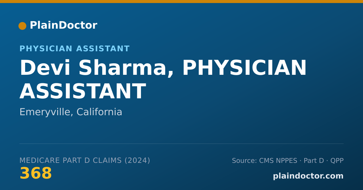 Shareable card for Devi Sharma, PHYSICIAN ASSISTANT - Physician Assistant, Emeryville, CA