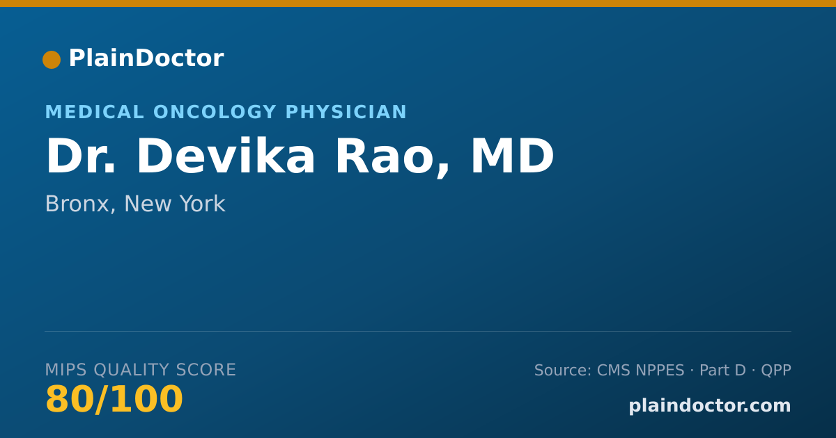Shareable card for Devika Rao, MD - Medical Oncology Physician, Bronx, NY