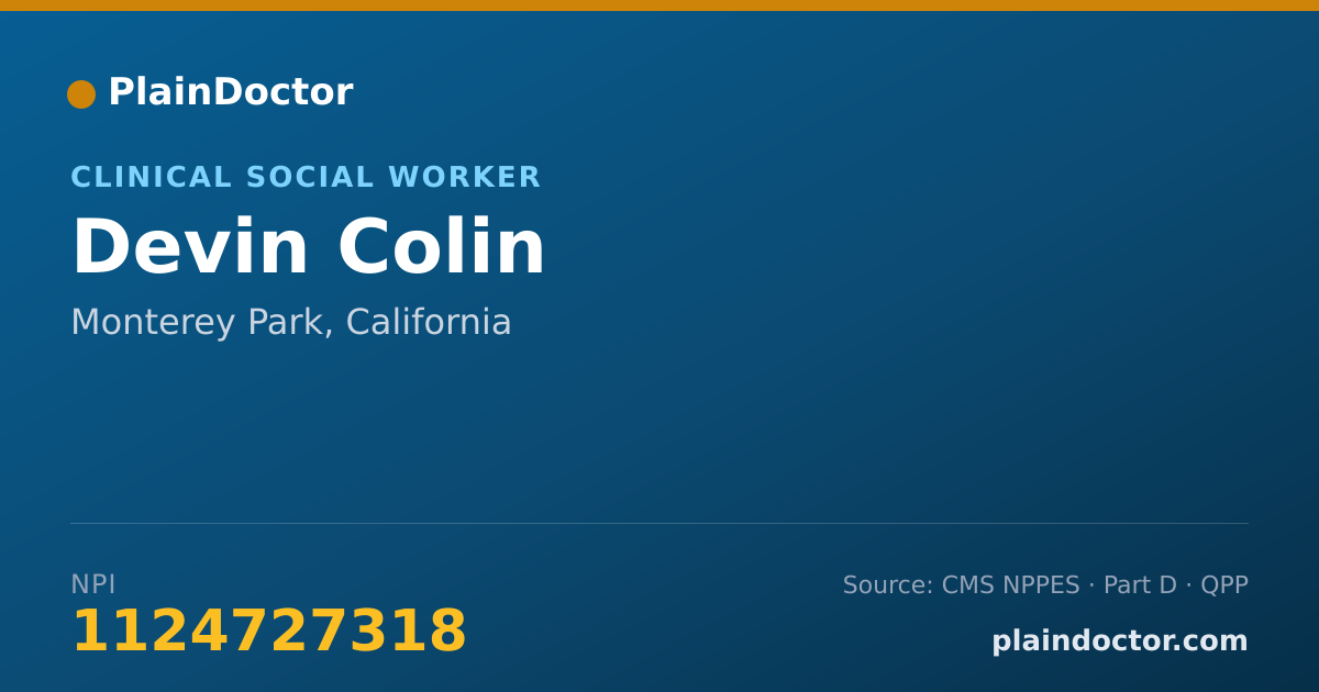 Shareable card for Devin Colin - Clinical Social Worker, Monterey Park, CA