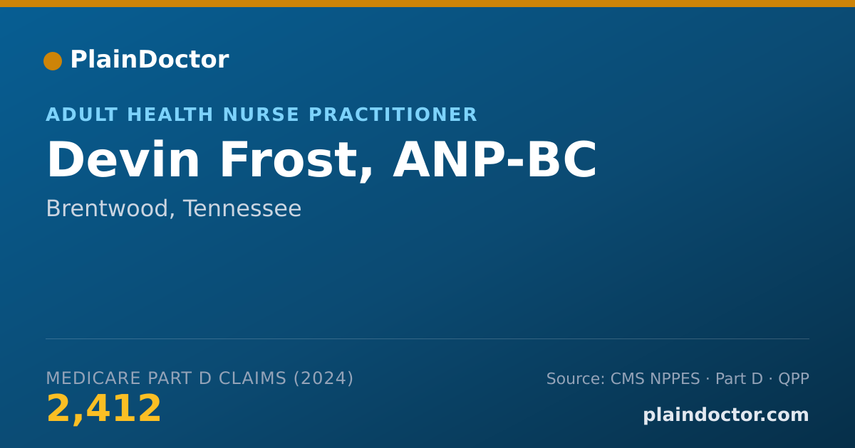Shareable card for Devin Frost, ANP-BC - Adult Health Nurse Practitioner, Brentwood, TN