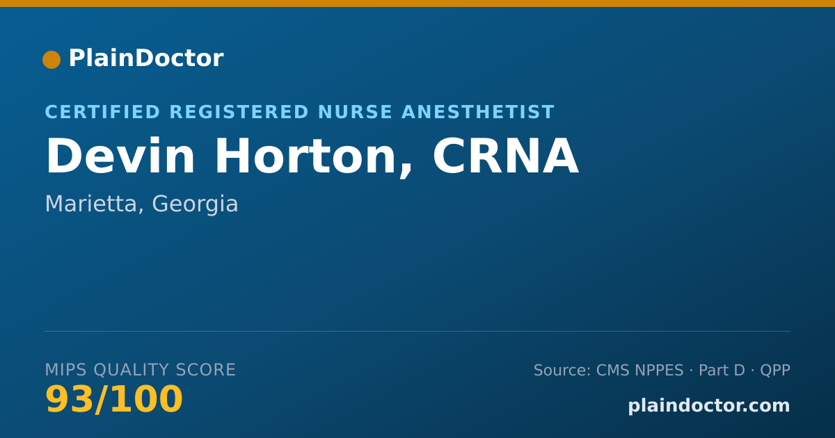 Shareable card for Devin Horton, CRNA - Certified Registered Nurse Anesthetist, Marietta, GA