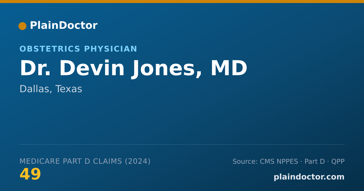 Shareable card for Devin Jones, MD - Obstetrics & Gynecology Physician, Dallas, TX