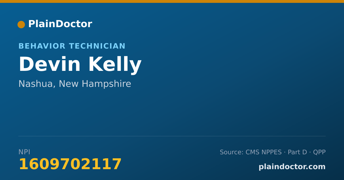 Shareable card for Devin Kelly - Behavior Technician, Nashua, NH