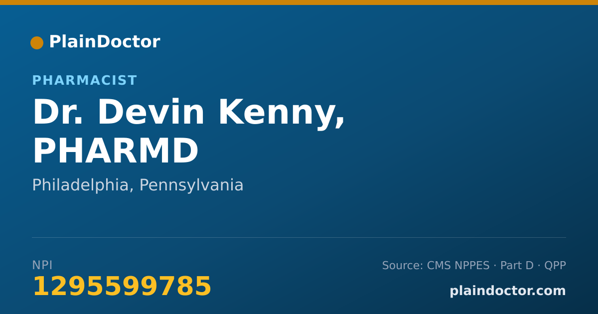 Shareable card for Devin Kenny, PHARMD - Pharmacist, Philadelphia, PA