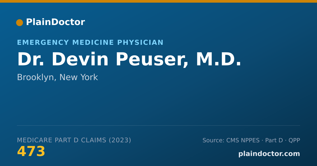 Shareable card for Devin Peuser, M.D. - Emergency Medicine Physician, Brooklyn, NY