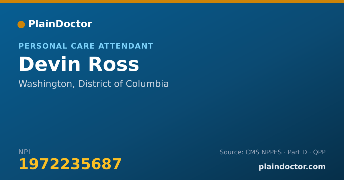 Shareable card for Devin Ross - Personal Care Attendant, Washington, DC