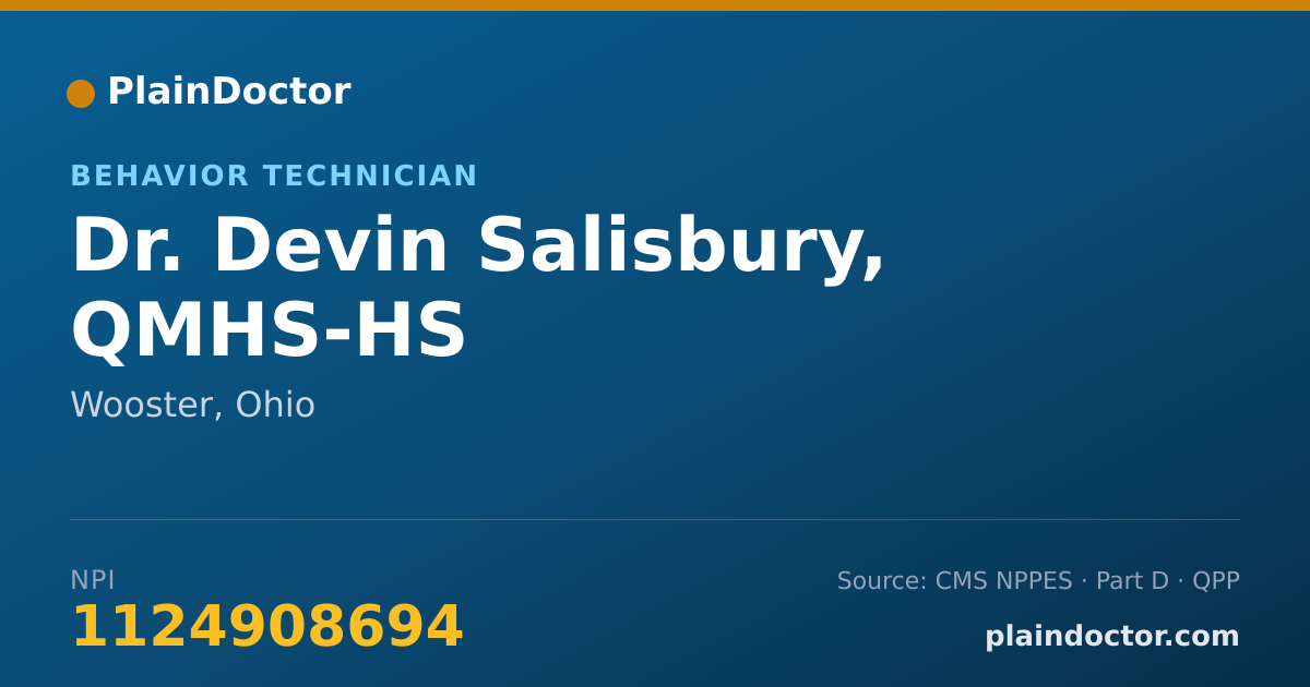 Shareable card for Devin Salisbury, QMHS-HS - Behavior Technician, Wooster, OH