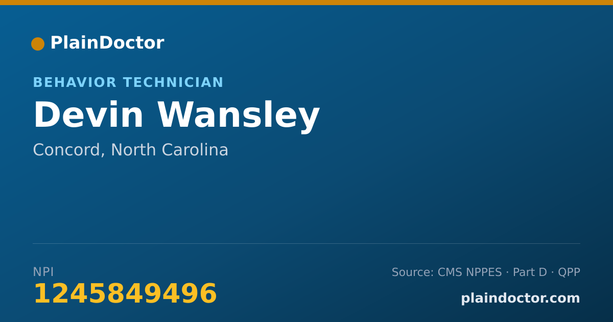 Shareable card for Devin Wansley - Behavior Technician, Concord, NC