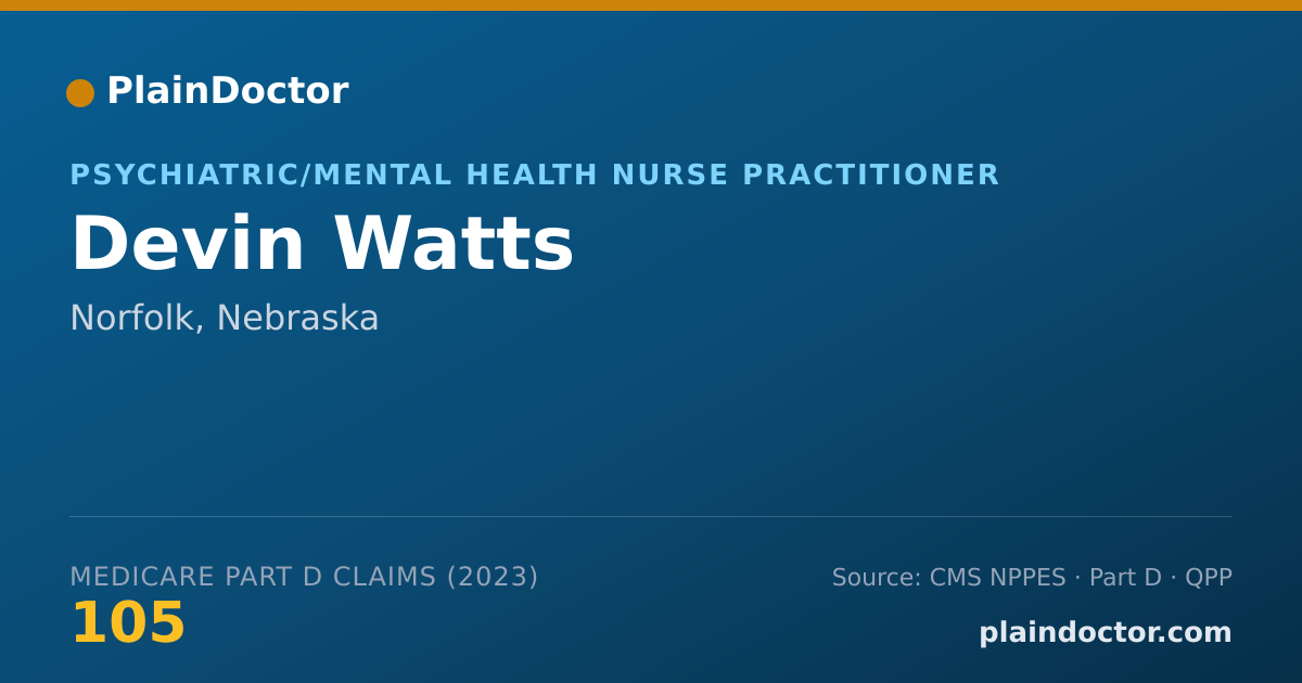 Shareable card for Devin Watts - Psychiatric/Mental Health Nurse Practitioner, Norfolk, NE