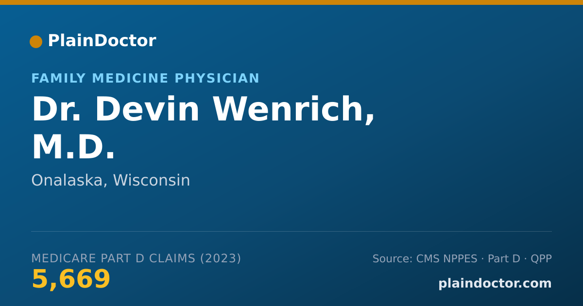 Shareable card for Devin Wenrich, M.D. - Family Medicine Physician, Onalaska, WI