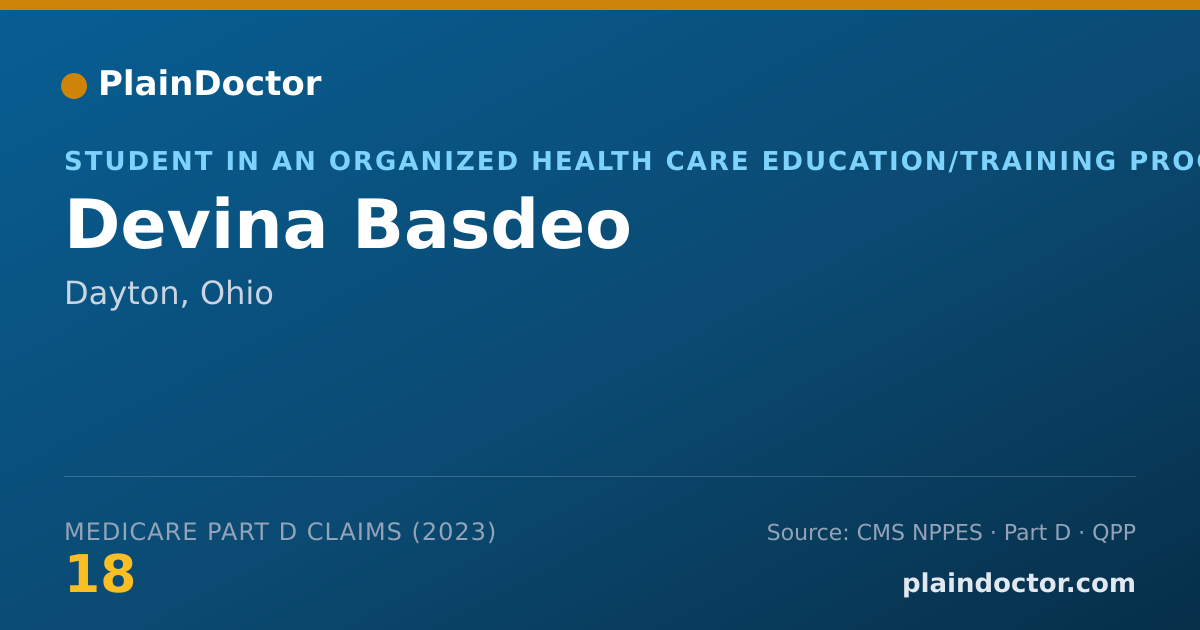 Shareable card for Devina Basdeo - Student in an Organized Health Care Education/Training Program, Dayton, OH
