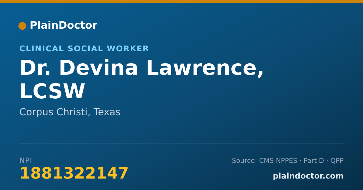 Shareable card for Devina Lawrence, LCSW - Clinical Social Worker, Corpus Christi, TX