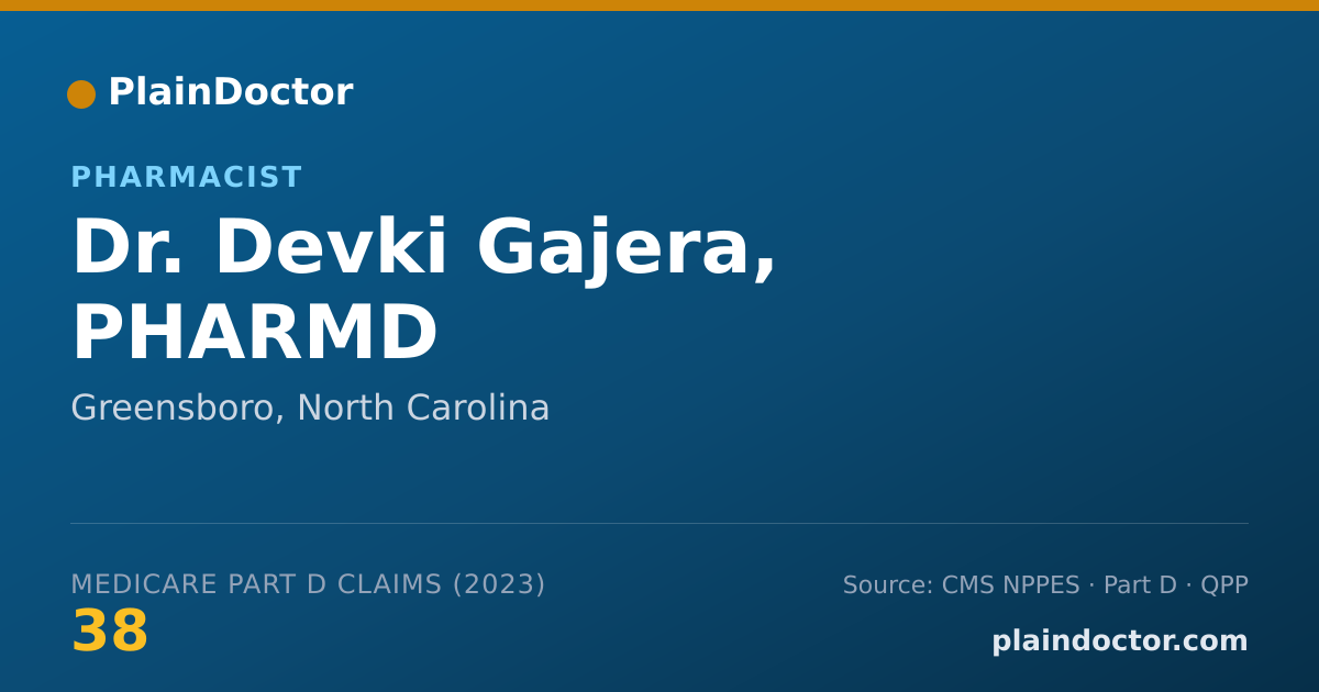 Shareable card for Devki Gajera, PHARMD - Pharmacist, Greensboro, NC