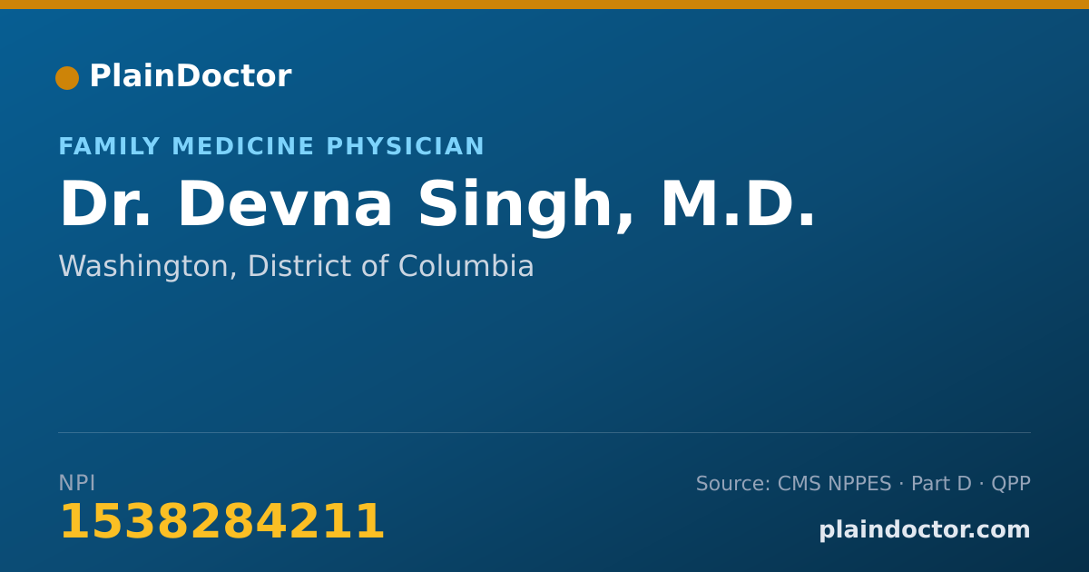 Shareable card for Devna Singh, M.D. - Family Medicine Physician, Washington, DC