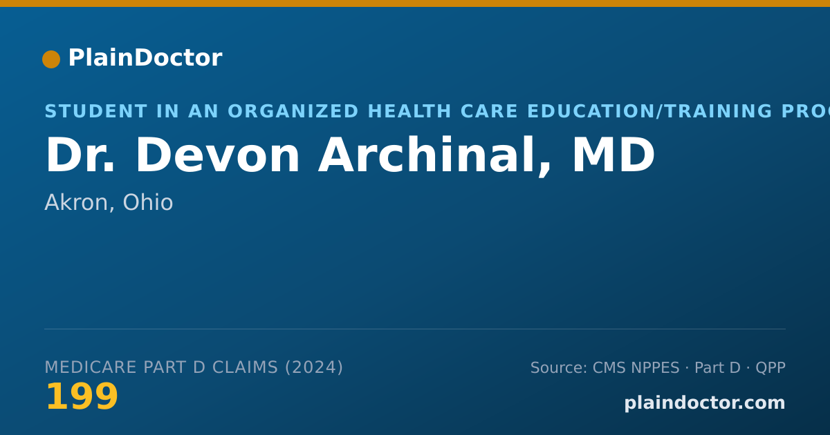 Shareable card for Devon Archinal, MD - Student in an Organized Health Care Education/Training Program, Akron, OH