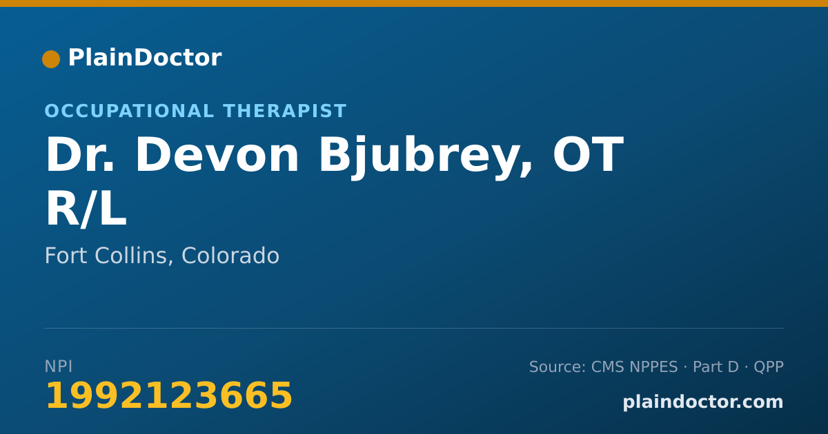 Shareable card for Devon Bjubrey, OT R/L - Occupational Therapist, Fort Collins, CO