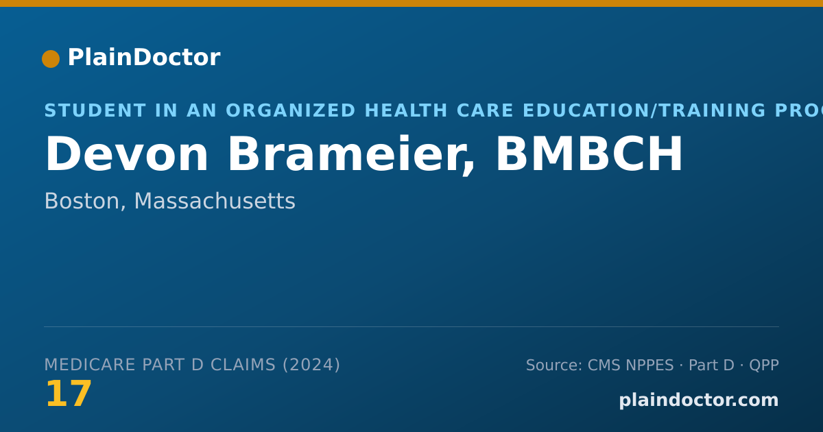 Shareable card for Devon Brameier, BMBCH - Student in an Organized Health Care Education/Training Program, Boston, MA