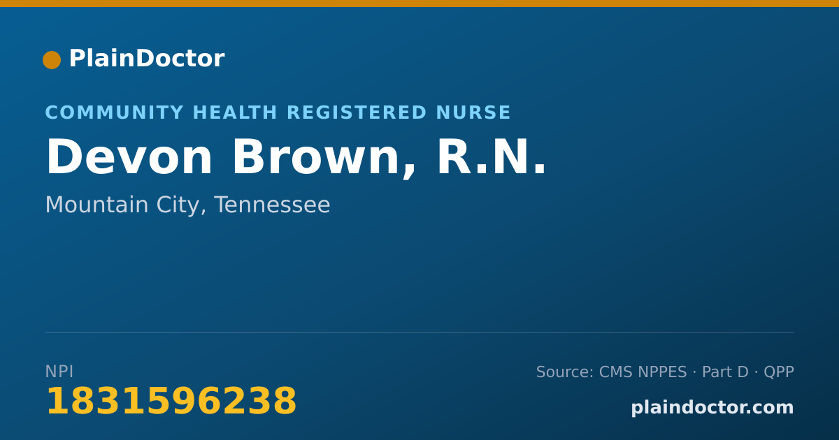 Shareable card for Devon Brown, R.N. - Community Health Registered Nurse, Mountain City, TN