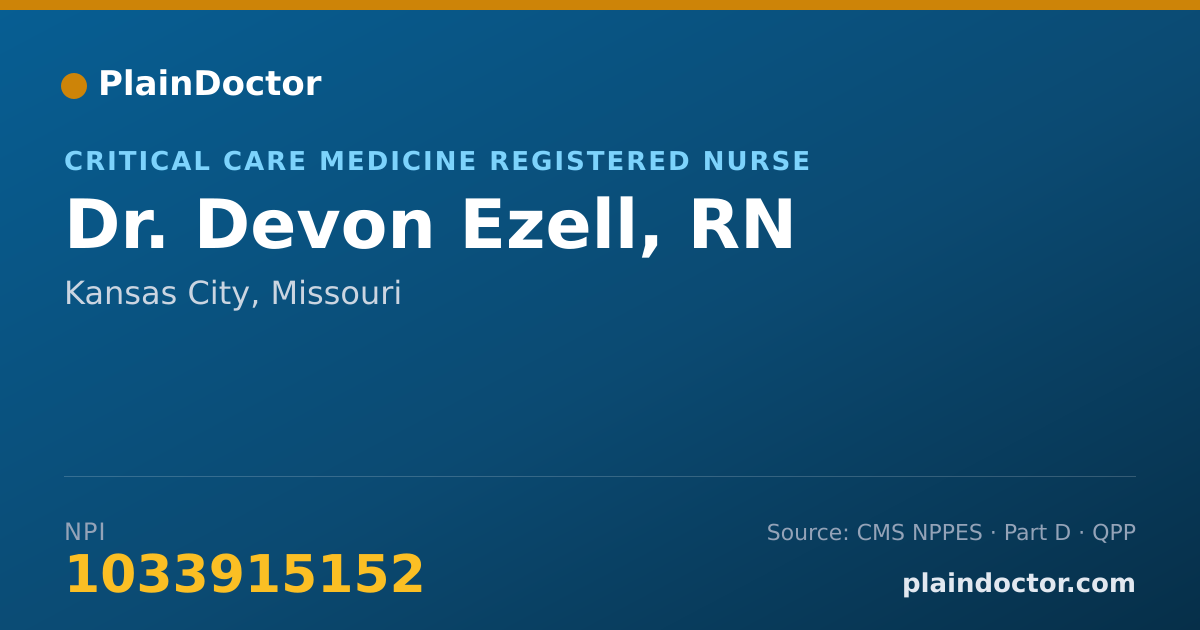 Shareable card for Devon Ezell, RN - Critical Care Medicine Registered Nurse, Kansas City, MO