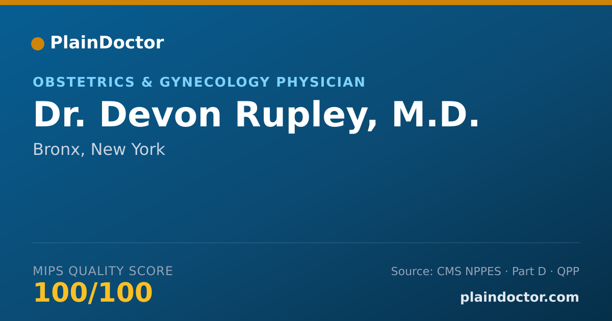 Shareable card for Devon Rupley, M.D. - Obstetrics & Gynecology Physician, Bronx, NY
