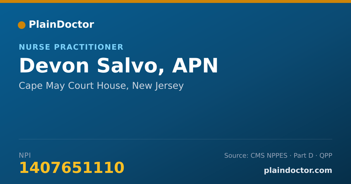 Shareable card for Devon Salvo, APN - Inpatient Obstetric Registered Nurse, Cape May Court House, NJ