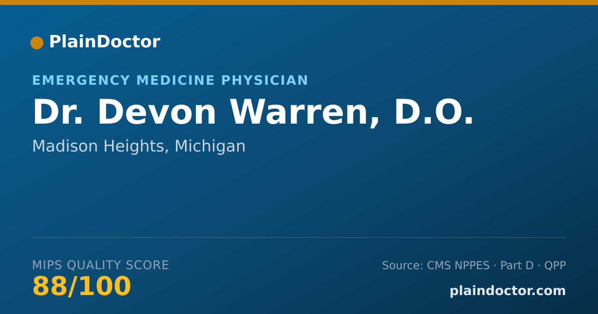 Shareable card for Devon Warren, D.O. - Emergency Medicine Physician, Madison Heights, MI