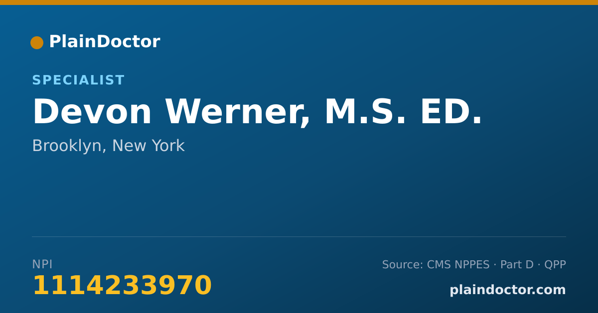 Shareable card for Devon Werner, M.S. ED. - Specialist, Brooklyn, NY