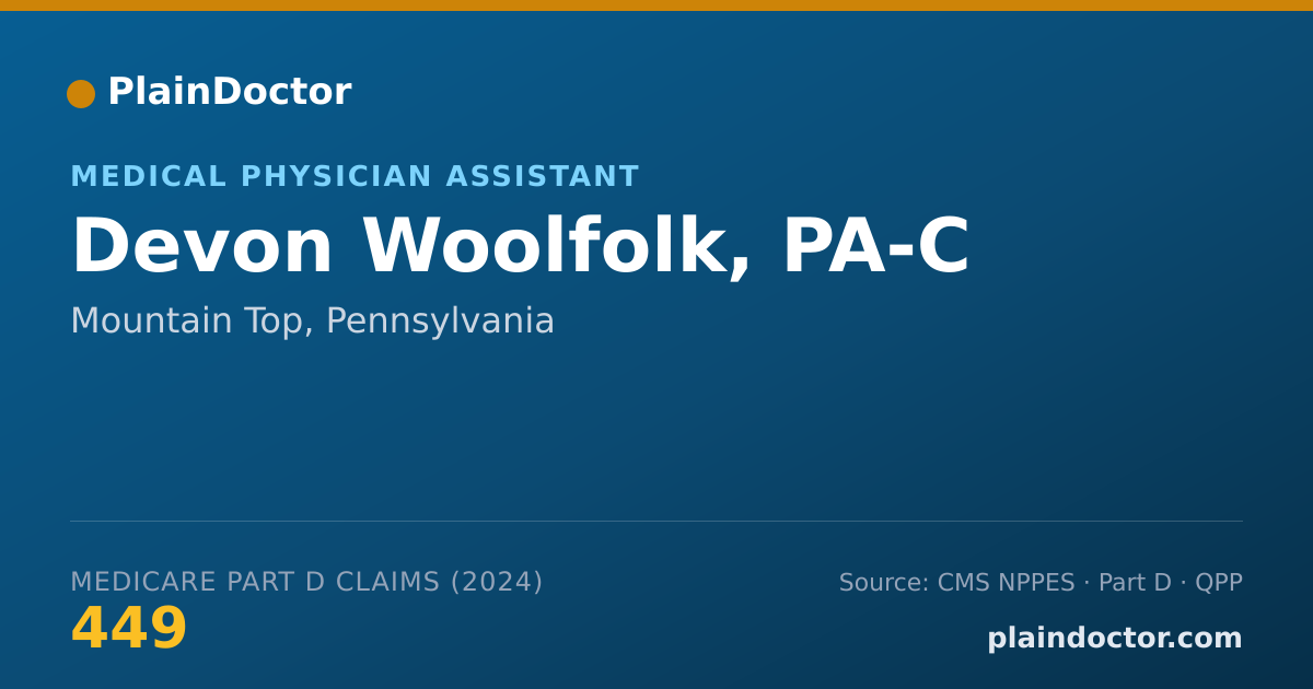 Shareable card for Devon Woolfolk, PA-C - Medical Physician Assistant, Mountain Top, PA
