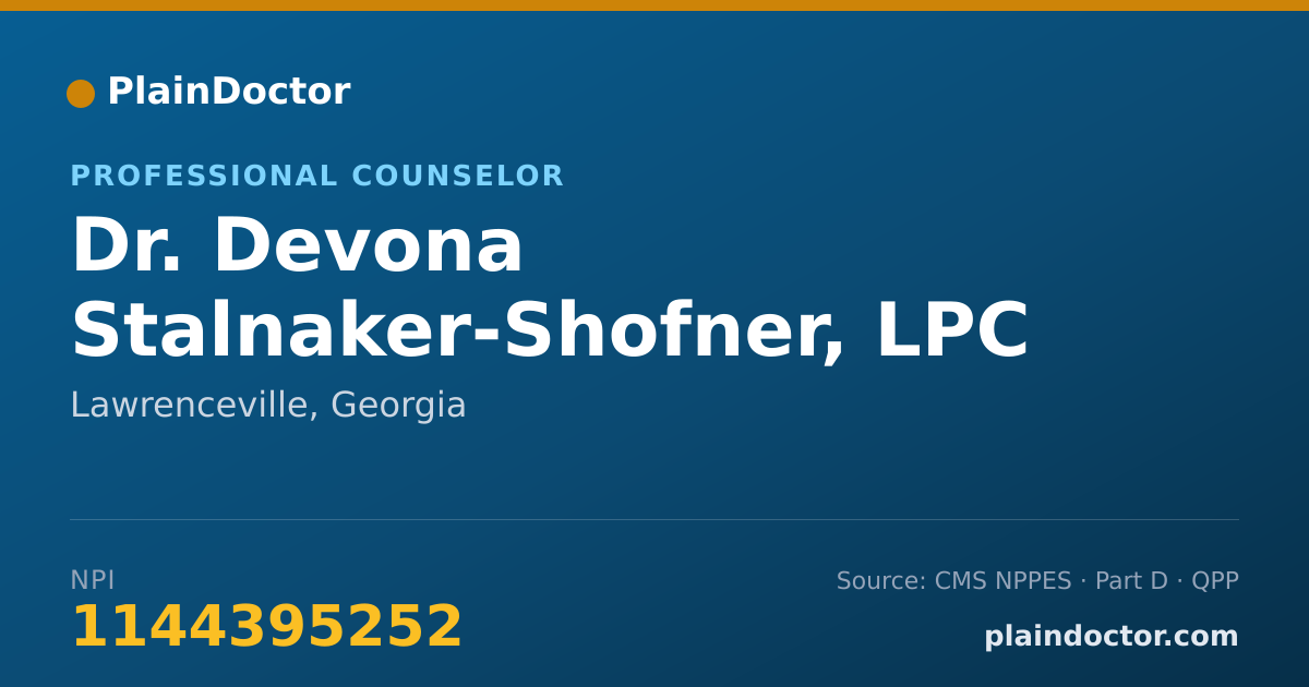 Shareable card for Devona Stalnaker-Shofner, LPC - Professional Counselor, Lawrenceville, GA
