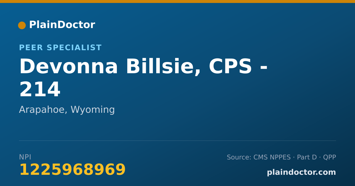 Shareable card for Devonna Billsie, CPS - 214 - Peer Specialist, Arapahoe, WY