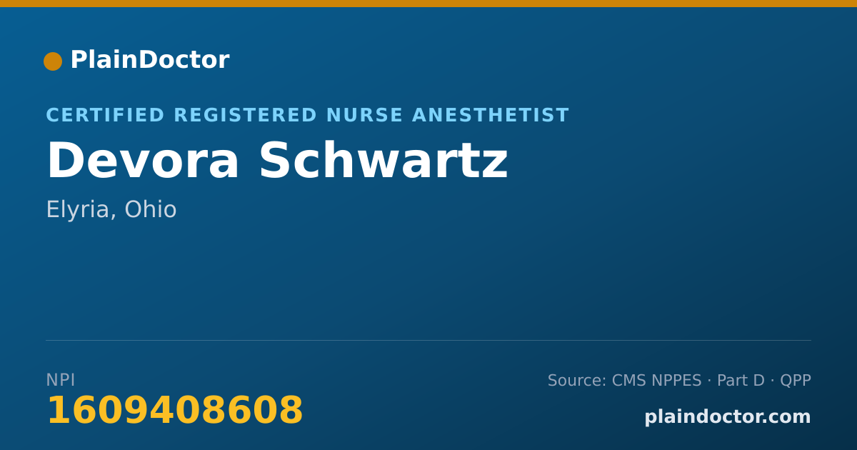 Shareable card for Devora Schwartz - Certified Registered Nurse Anesthetist, Elyria, OH