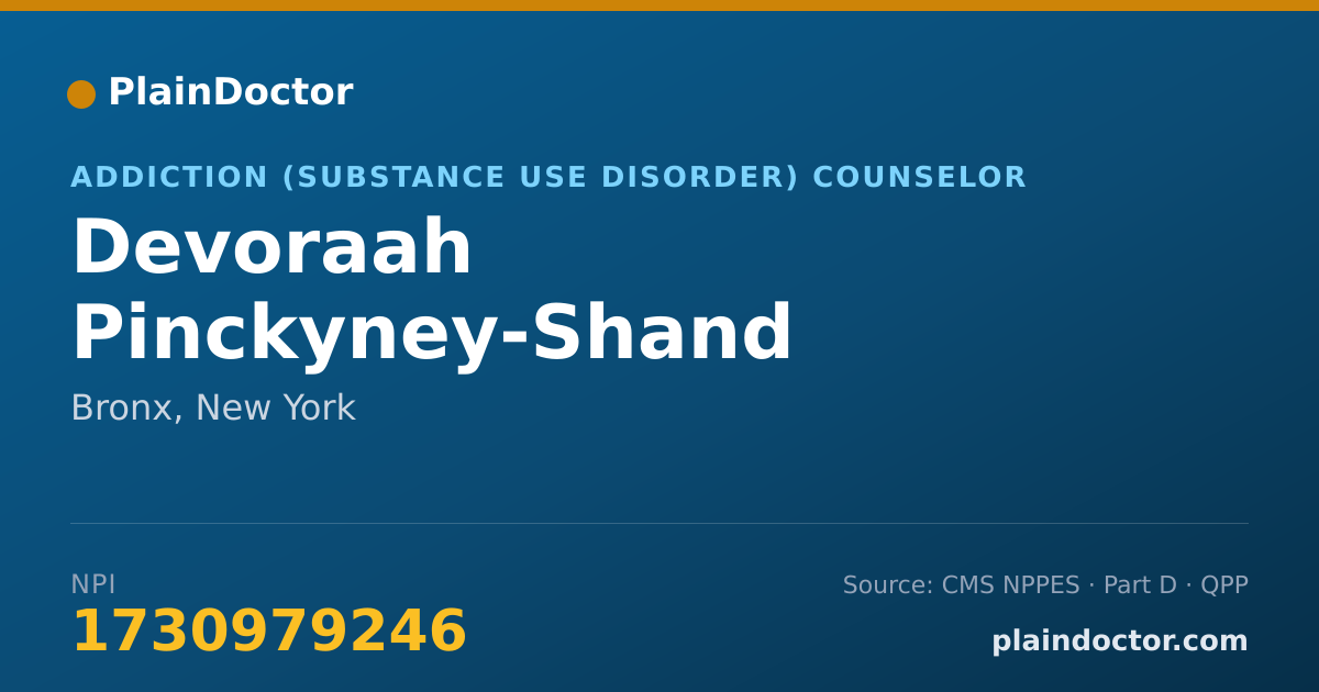 Shareable card for Devoraah Pinckyney-Shand - Addiction (Substance Use Disorder) Counselor, Bronx, NY