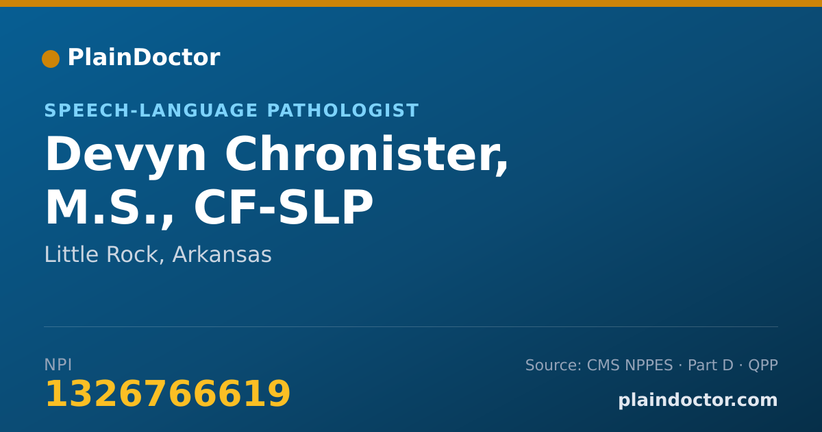 Shareable card for Devyn Chronister, M.S., CF-SLP - Speech-Language Pathologist, Little Rock, AR