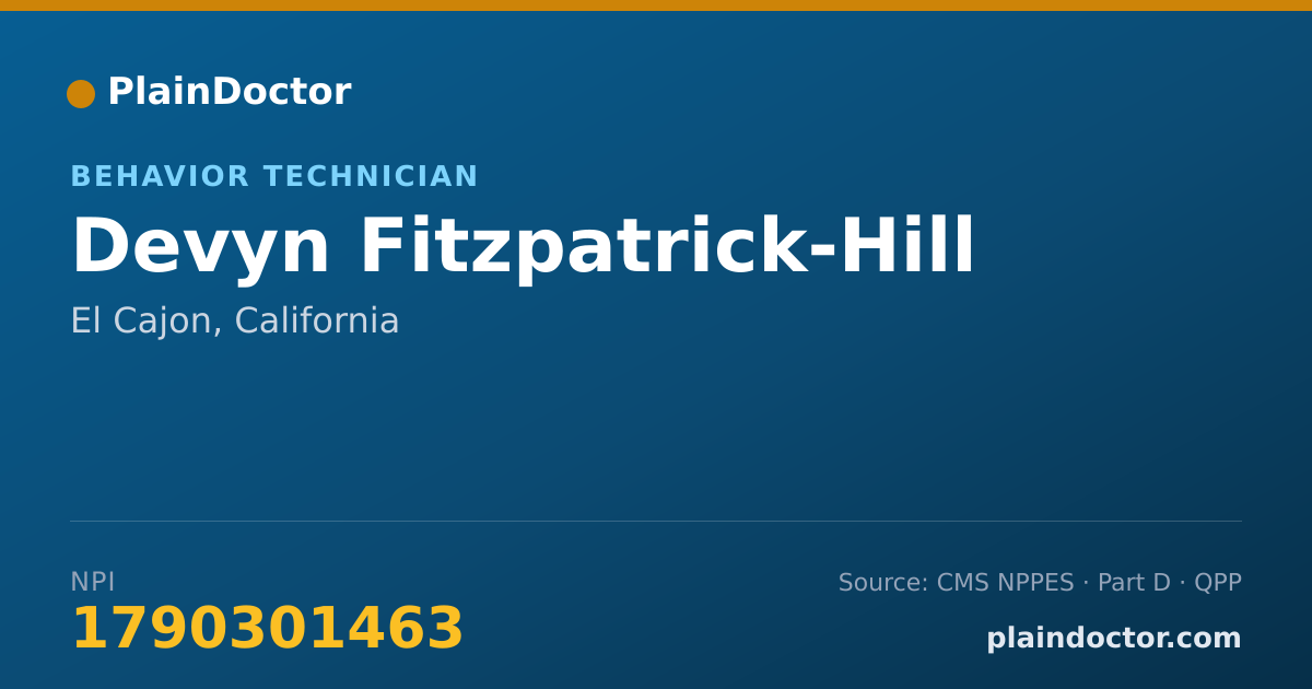 Shareable card for Devyn Fitzpatrick-Hill - Behavior Technician, El Cajon, CA