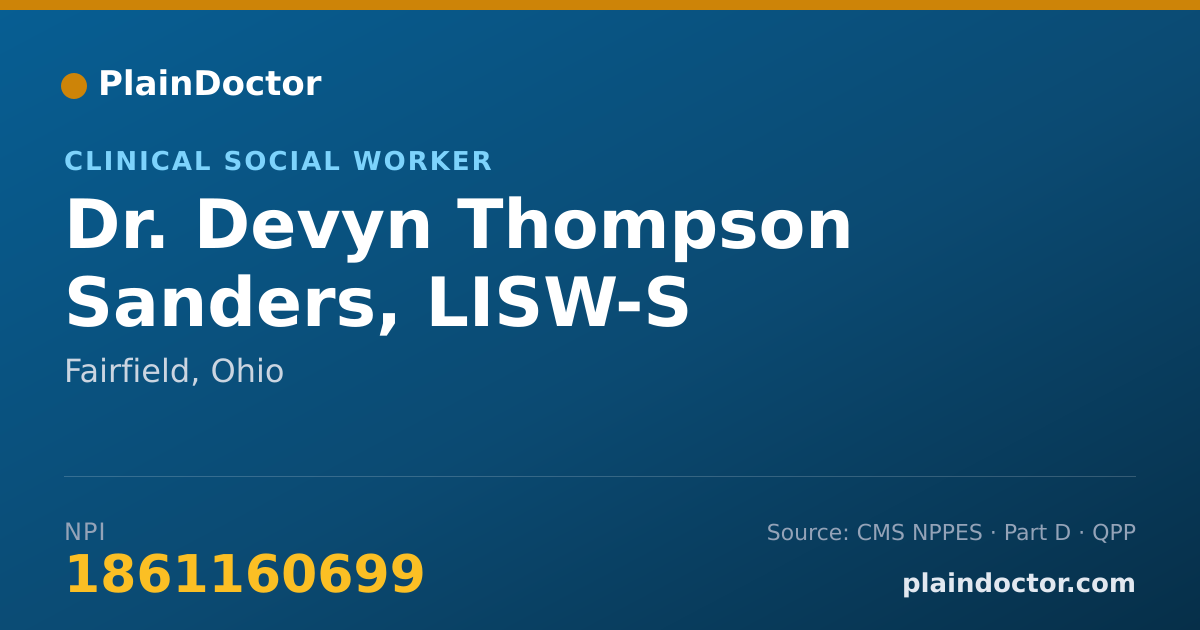 Shareable card for Devyn Thompson Sanders, LISW-S - Clinical Social Worker, Fairfield, OH