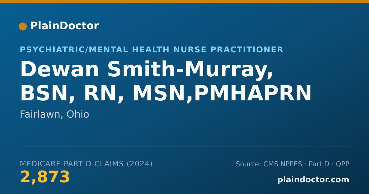 Shareable card for Dewan Smith-Murray, BSN, RN, MSN,PMHAPRN - Psychiatric/Mental Health Nurse Practitioner, Fairlawn, OH