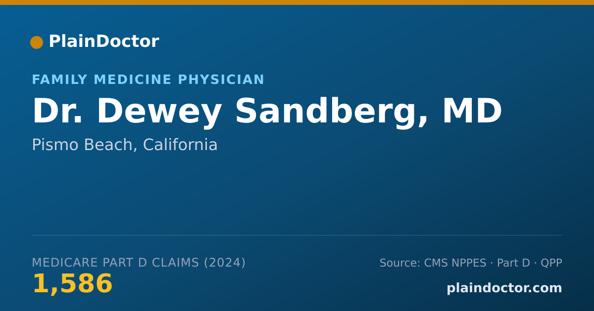 Shareable card for Dewey Sandberg, MD - Family Medicine Physician, Pismo Beach, CA