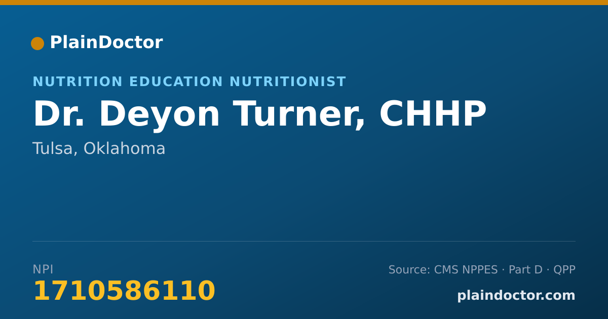 Shareable card for Deyon Turner, CHHP - Nutrition Education Nutritionist, Tulsa, OK