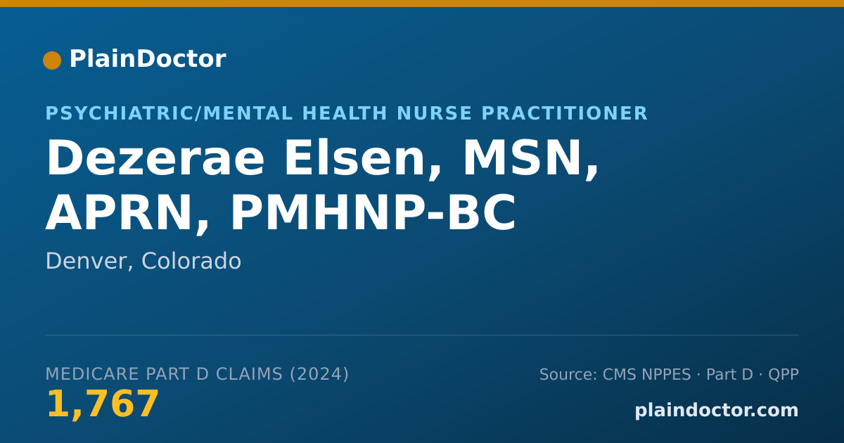 Shareable card for Dezerae Elsen, PMHNP-BC - Psychiatric/Mental Health Nurse Practitioner, Denver, CO