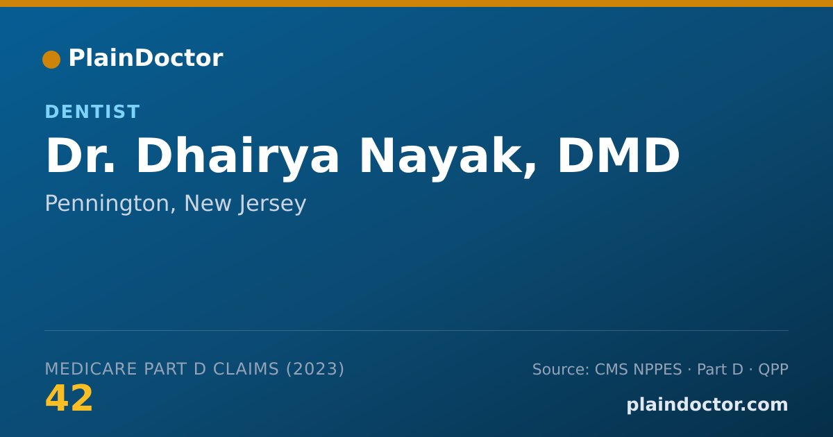 Shareable card for Dhairya Nayak, DMD - Dentist, Pennington, NJ