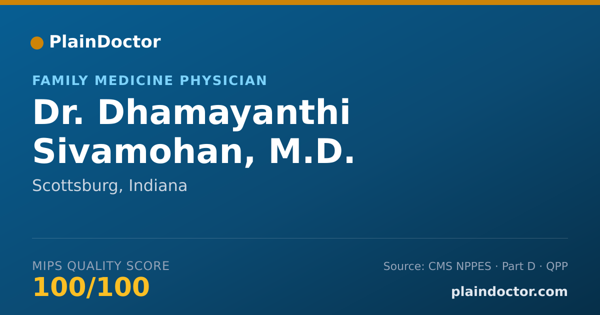 Shareable card for Dhamayanthi Sivamohan, M.D. - Family Medicine Physician, Scottsburg, IN