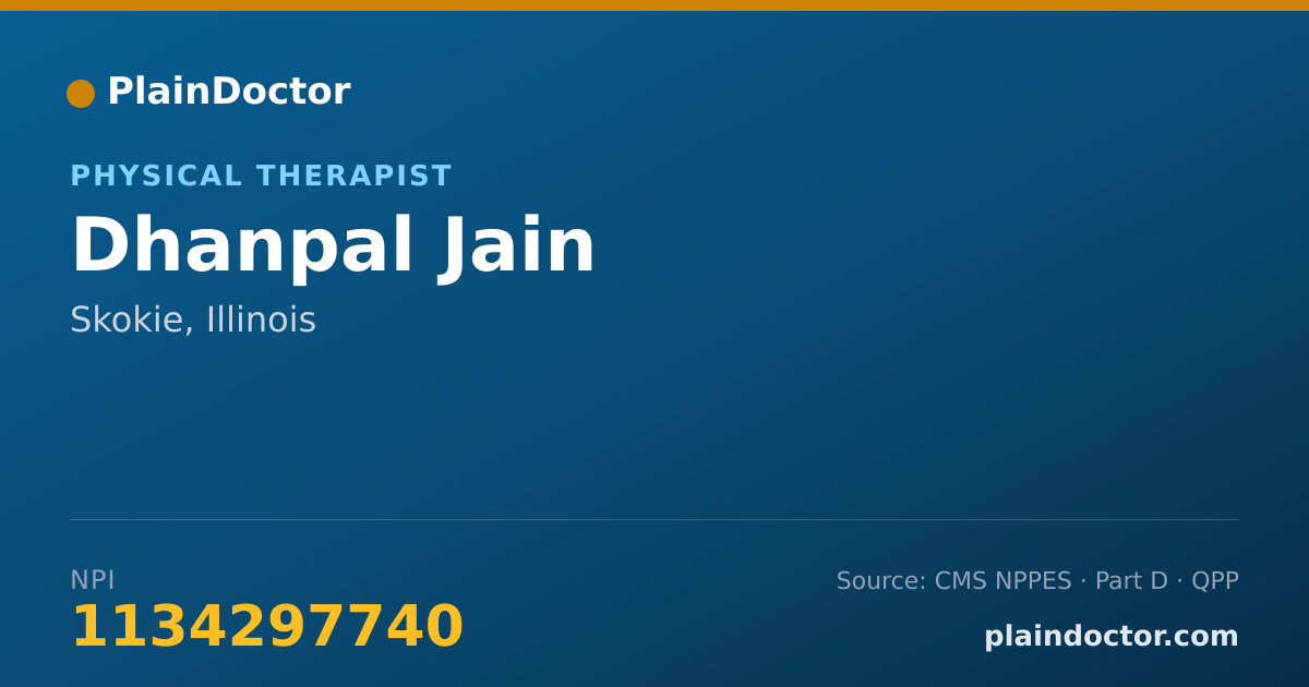 Shareable card for Dhanpal Jain - Physical Therapist, Skokie, IL