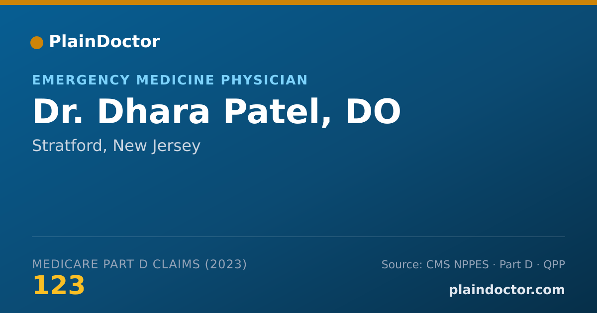 Shareable card for Dhara Patel, DO - Emergency Medicine Physician, Stratford, NJ