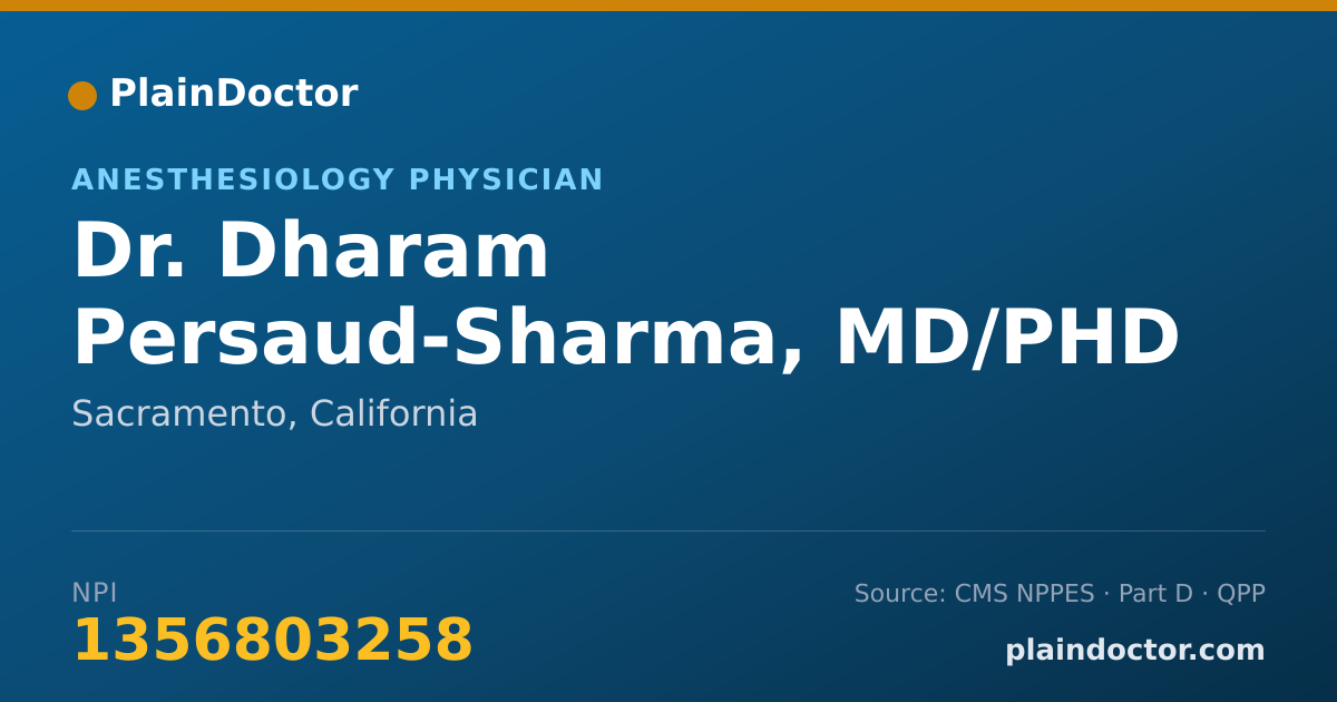Shareable card for Dharam Persaud-Sharma, MD/PHD - Anesthesiology Physician, Sacramento, CA