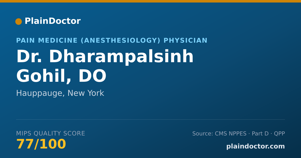 Shareable card for Dharampalsinh Gohil, DO - Pain Medicine (Anesthesiology) Physician, Hauppauge, NY
