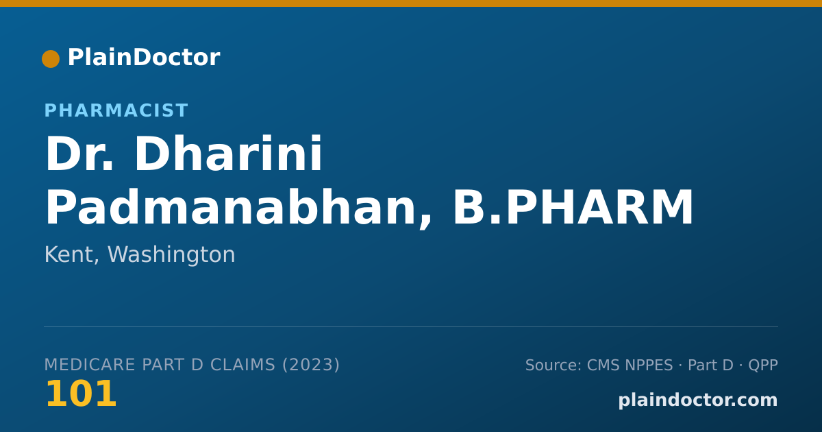 Shareable card for Dharini Padmanabhan, B.PHARM - Pharmacist, Kent, WA