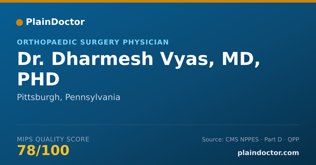 Shareable card for Dharmesh Vyas, MD, PHD - Orthopaedic Surgery Physician, Pittsburgh, PA