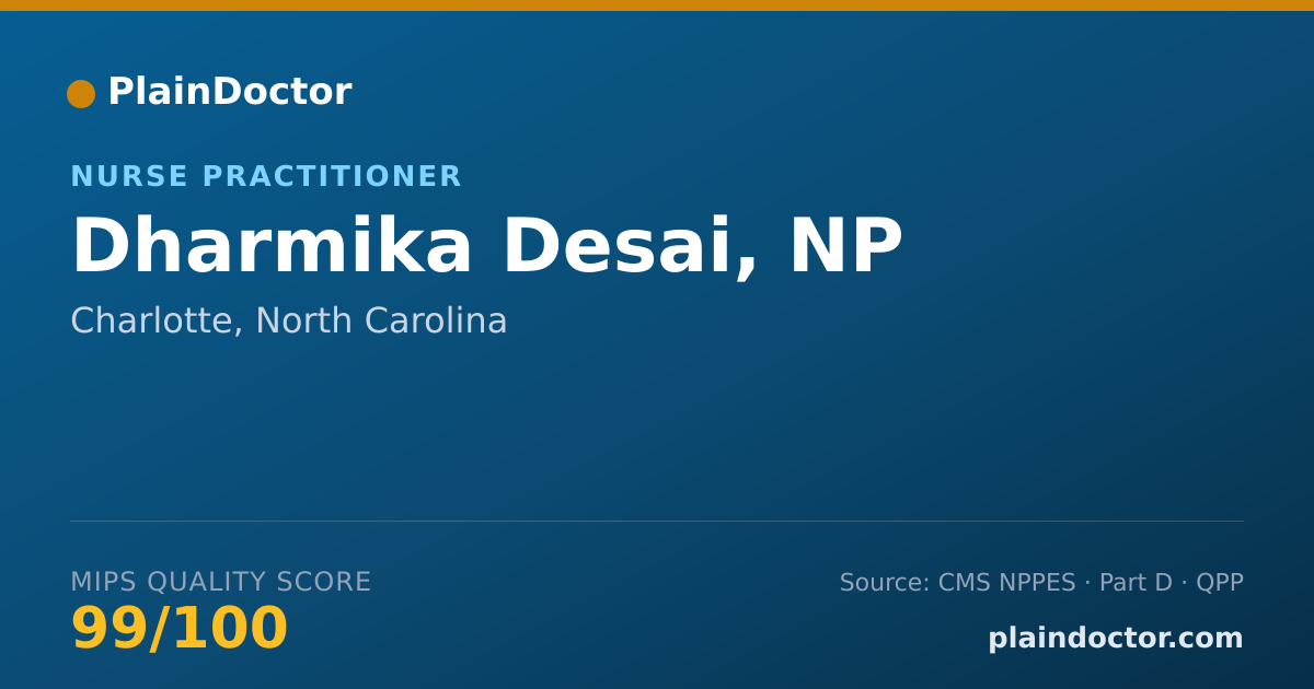 Shareable card for Dharmika Desai, NP - Nurse Practitioner, Charlotte, NC