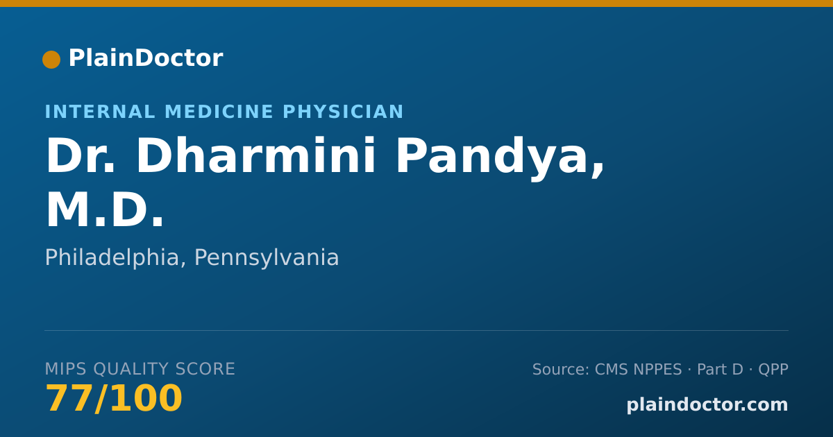 Shareable card for Dharmini Pandya, M.D. - Internal Medicine Physician, Philadelphia, PA